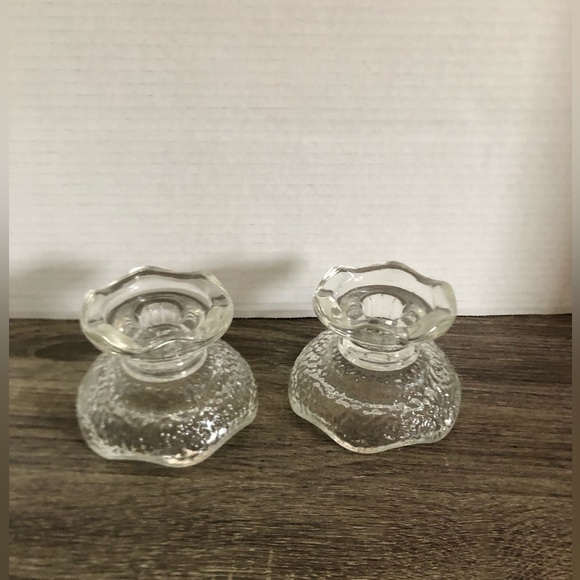 Vtg Anchor Hocking Textured Glass Candle Holders - Picture 3 of 10